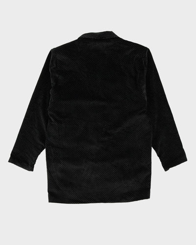 Black Velvet With White Dots Blazer Jacket - M