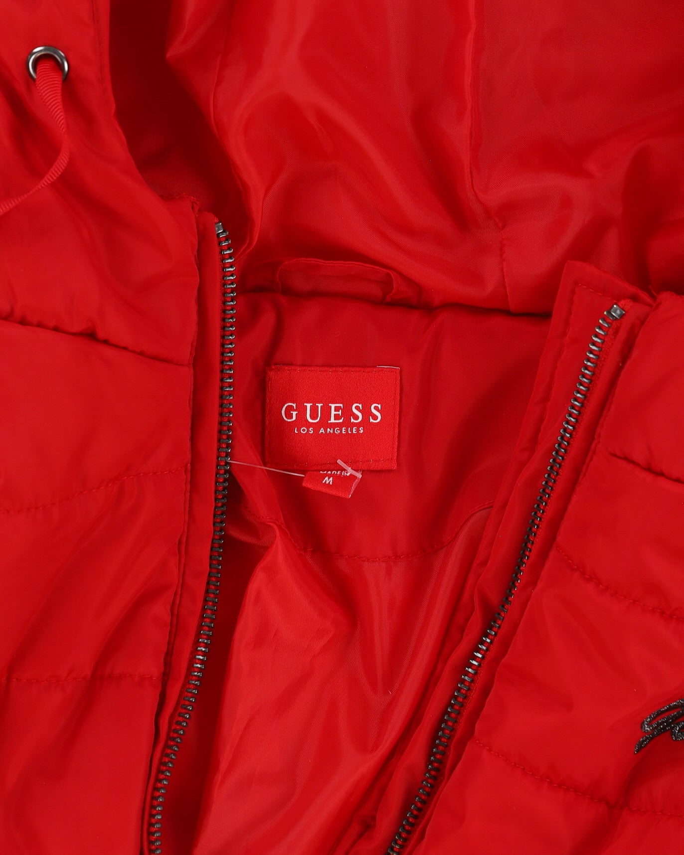 00s Guess Red Hooded Puffer Jacket - M