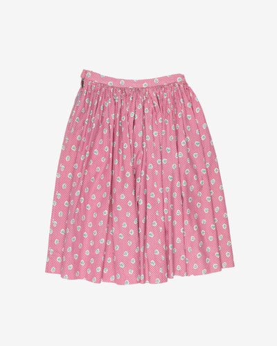 floral pattern pink round skirt - w25