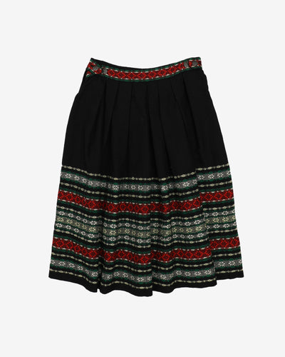 1950s German Bavarian Style Wool Skirt - S