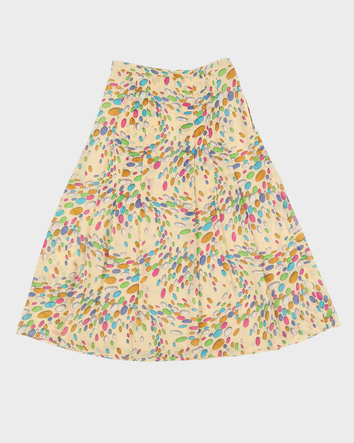 Vintage 1990s Yellow Patterned Midi Skirt - S
