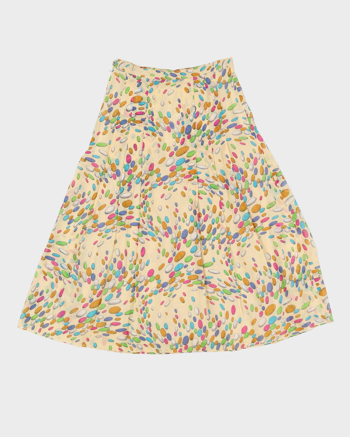 Vintage 1990s Yellow Patterned Midi Skirt - S