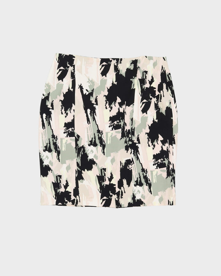 Hugo Boss Black And Cream Patterned Pencil Skirt - M