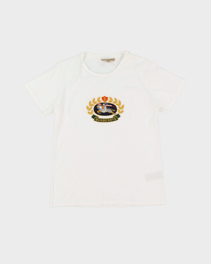 Burberry Prorsum White Embroidered Logo T-Shirt - XL