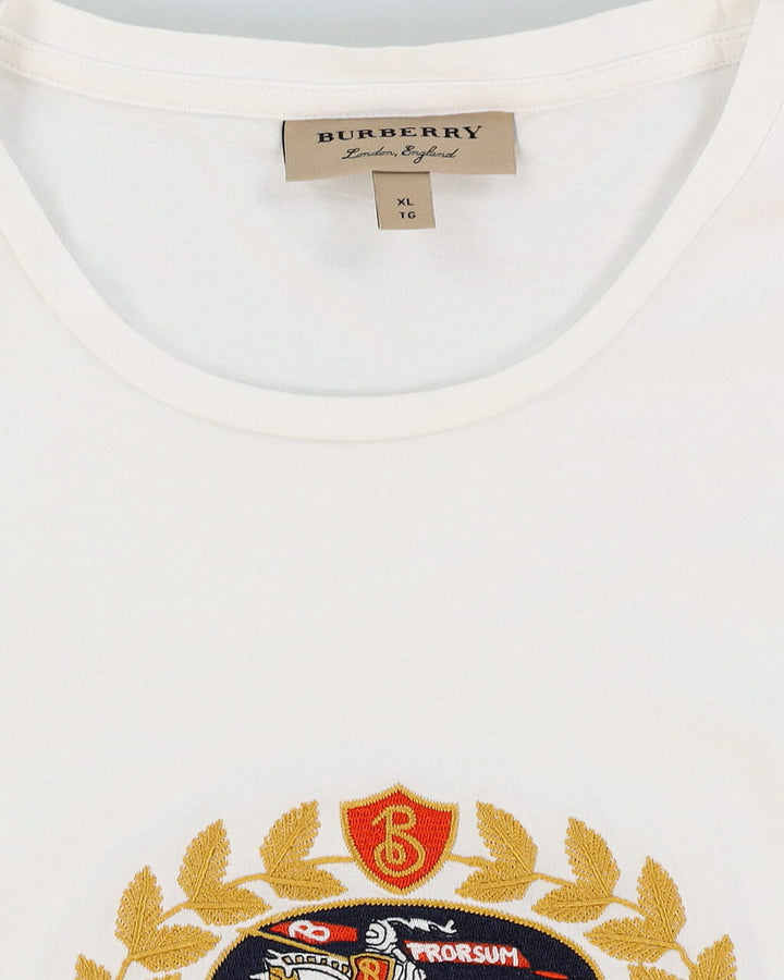 Burberry Prorsum White Embroidered Logo T-Shirt - XL