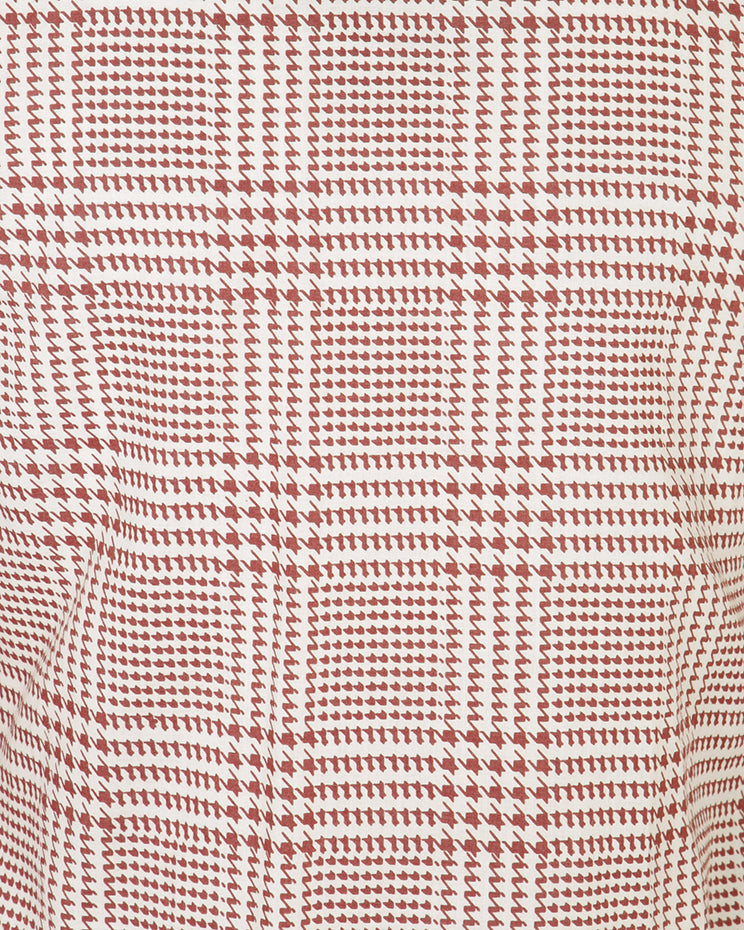 90s Does 70s Brown Houndstooth Dagger Collar Blouse - XS
