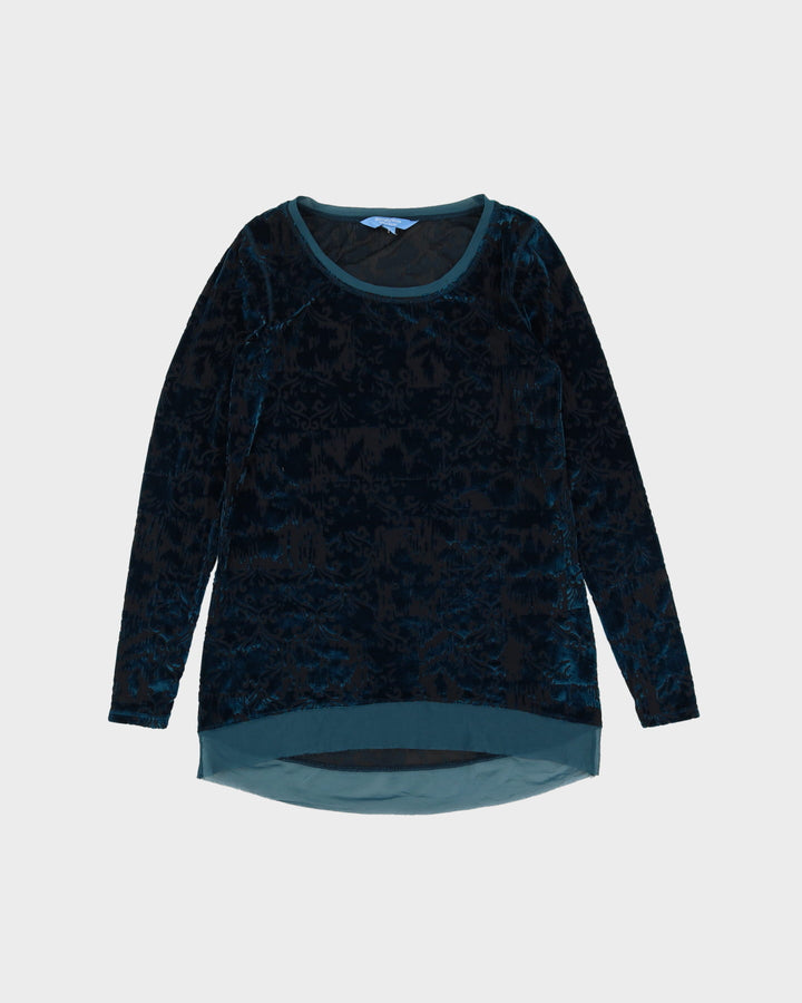 Simply Vera Wang Aqua Blue Velvet Devore Top - XS