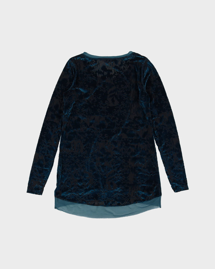 Simply Vera Wang Aqua Blue Velvet Devore Top - XS