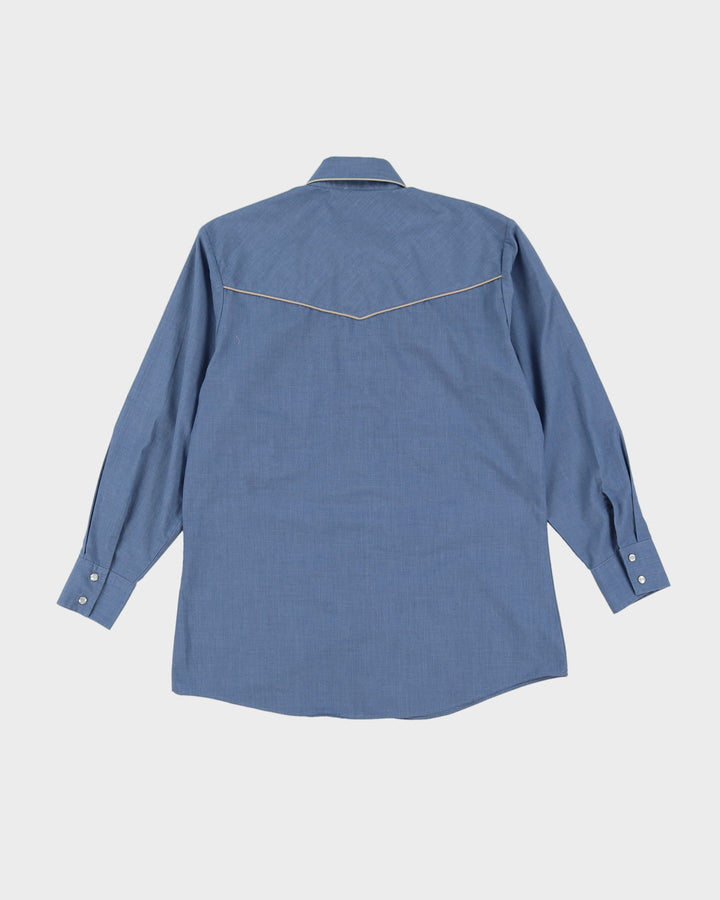 Vintage Western Blue Embroidered Blouse - S