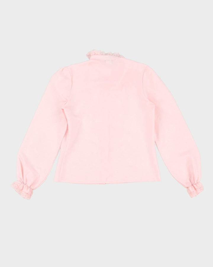 Vintage 1980s Pink Ruffled Blouse - S