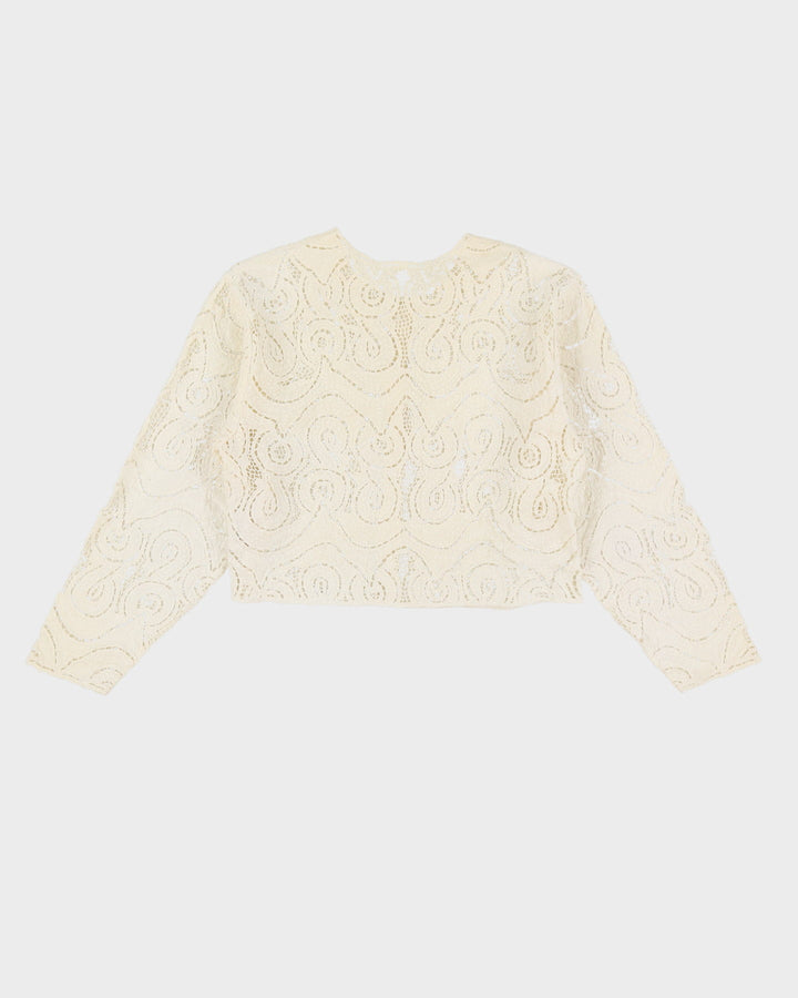 Lace Cropped Cotton Blouse - S