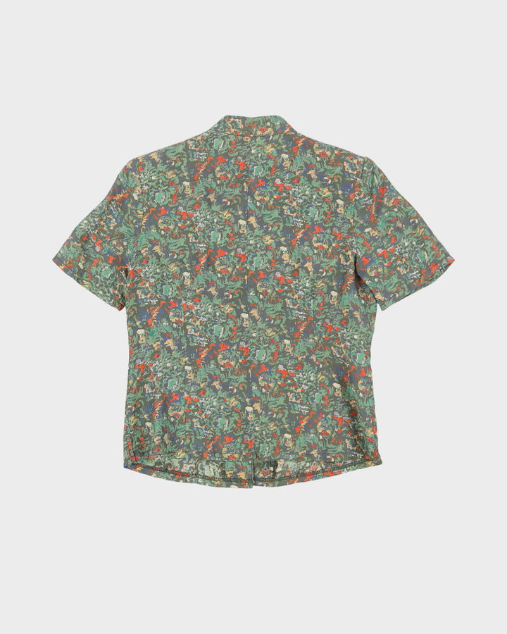 Green Floral Silk Blend Blouse - S