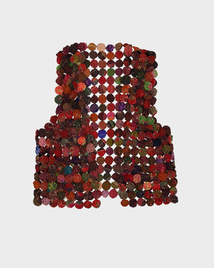 Thai Silk Patchwork Waistcoat Top - M