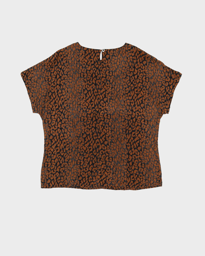 00s Leopard Print Beaded Fringed Blouse - S
