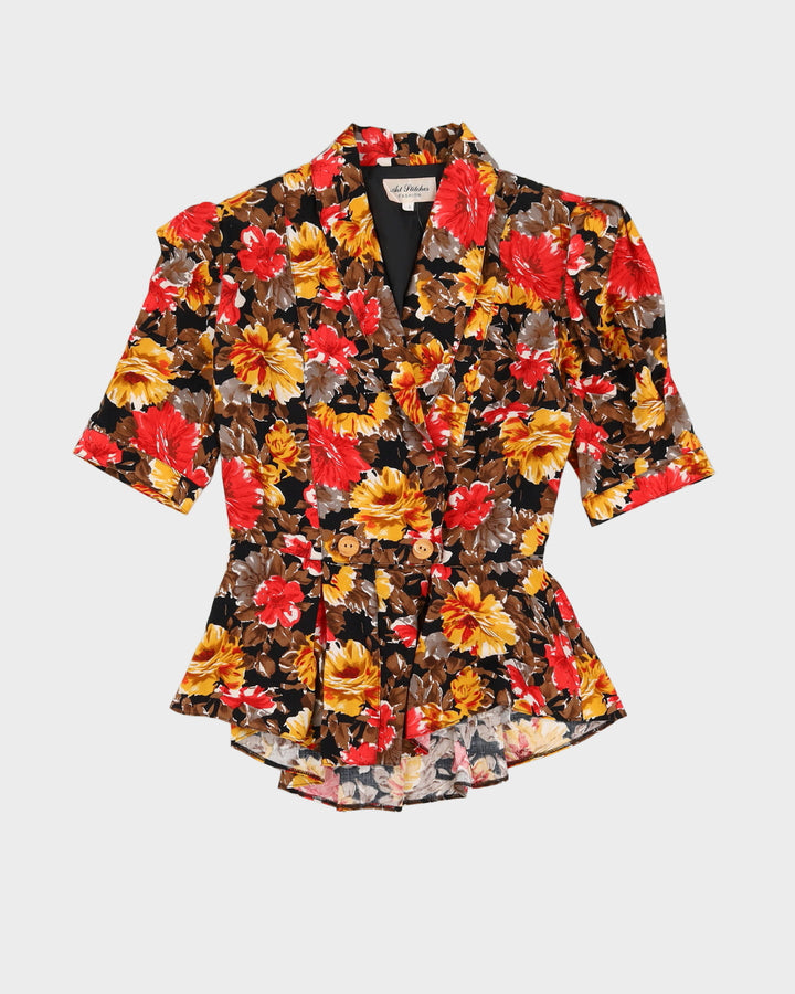 00s Floral Peplum Blouse - S