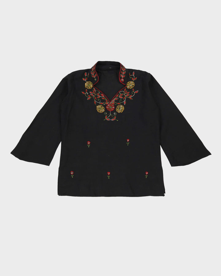 Black Embroidered Top - S