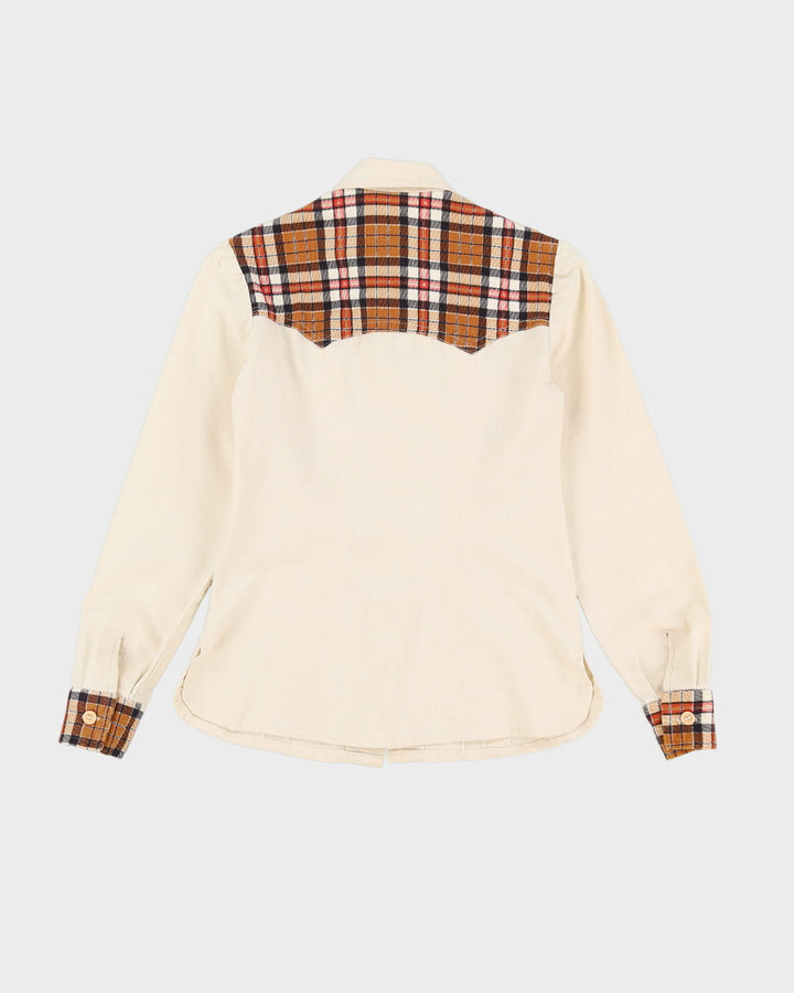 Vintage 1970s Beige Western Style Blouse - XS