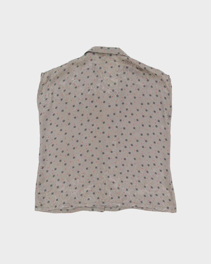 Vintage 1980s Grey Silk Handsewn Blouse - S