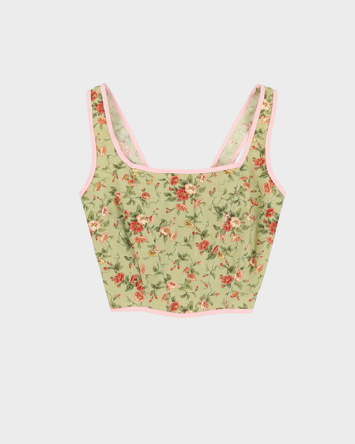 Rokit Originals Green Floral Patterned Florence Corset Top - S / M