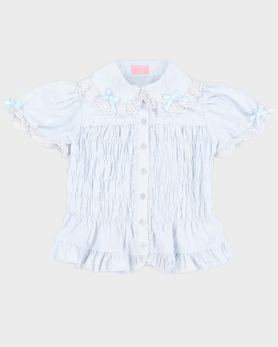 トップス Angelic Pretty 2way Blouse Vintage/Rare Angelic Pretty Baby Blue Lolita Blouse - S/M – Rokit