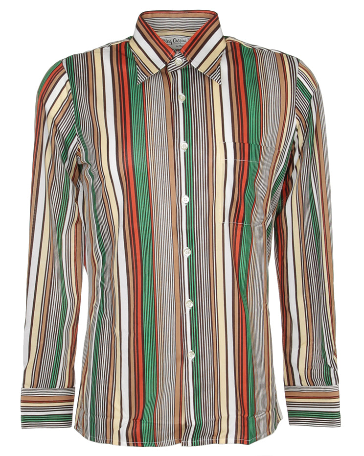 Rare 1970s Unworn Oleg Cassini Stripe Disco Shirt - Style 28