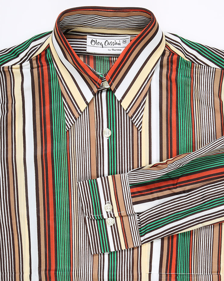Rare 1970s Unworn Oleg Cassini Stripe Disco Shirt - Style 28