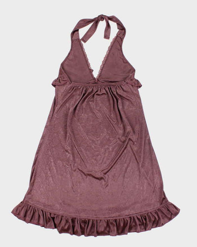 Vintage Y2k 00s Purple Frilly Halter Slip Dress - S