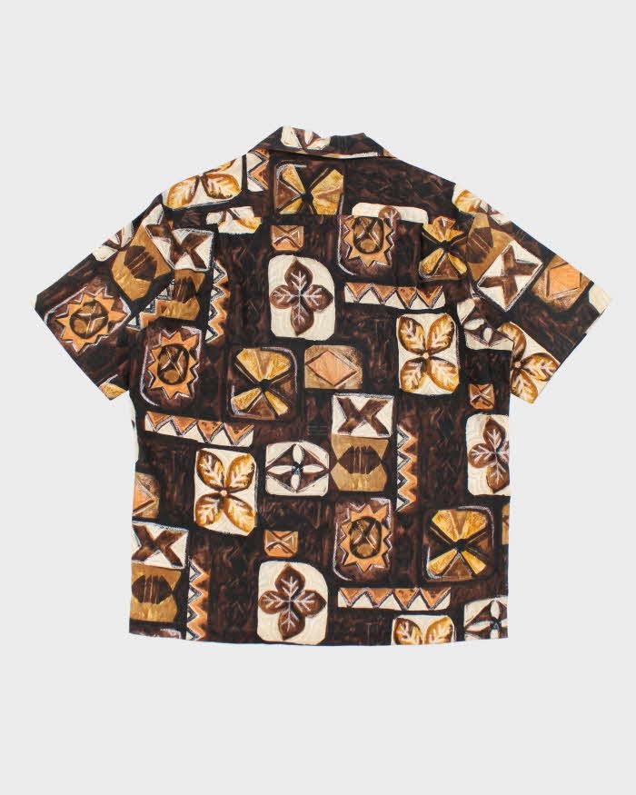 Vintage 60s Malihini Brown Hawaiian Shirt - L