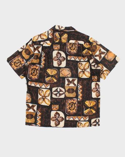 Vintage 60s Malihini Brown Hawaiian Shirt - L