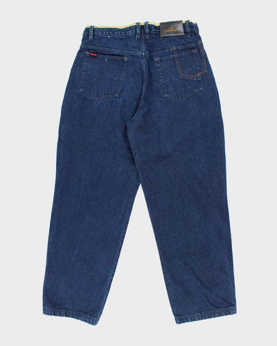Vintage Y2k Fubu Dark Wash Yellow Piped Jeans - W35 L32