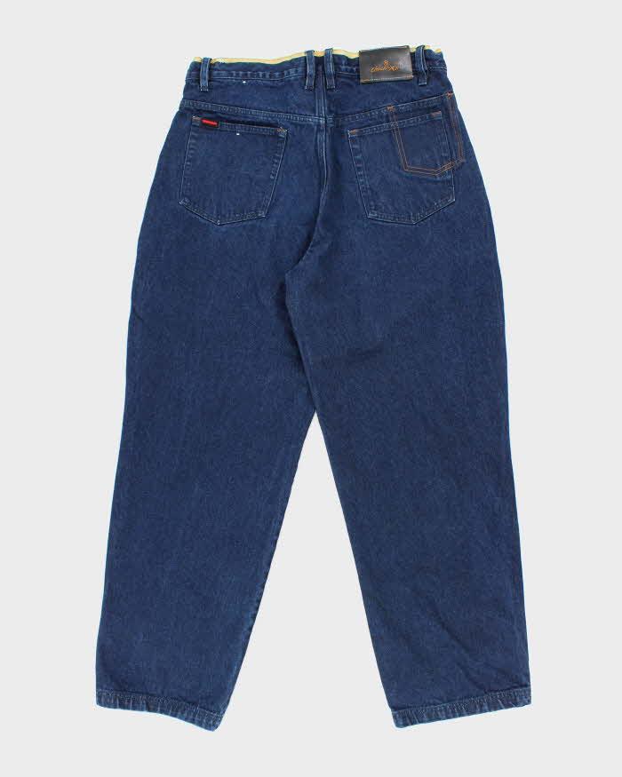 Vintage Y2k Fubu Dark Wash Yellow Piped Jeans - W35 L32