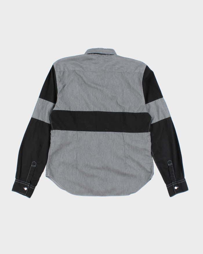 Comme Des Garcons Black and Grey Block Long SLeeve Shirt - M