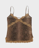 Vintage Y2k 00s Buch Snake Print Mesh Cami - S