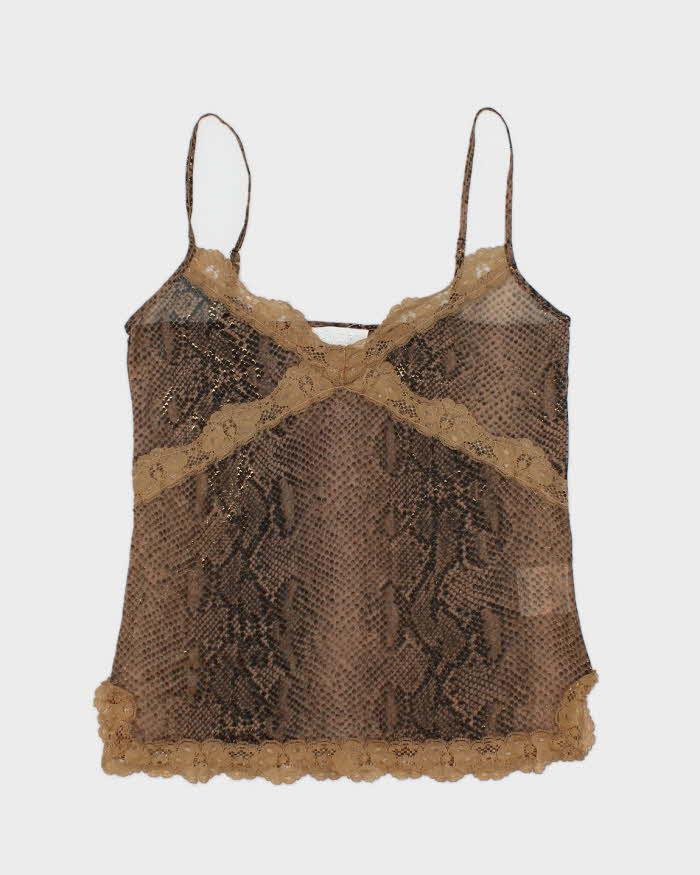 Vintage Y2k 00s Buch Snake Print Mesh Cami - S