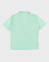Vintage Green Short Sleeve Quarter Button Hawaiian Shirt - L