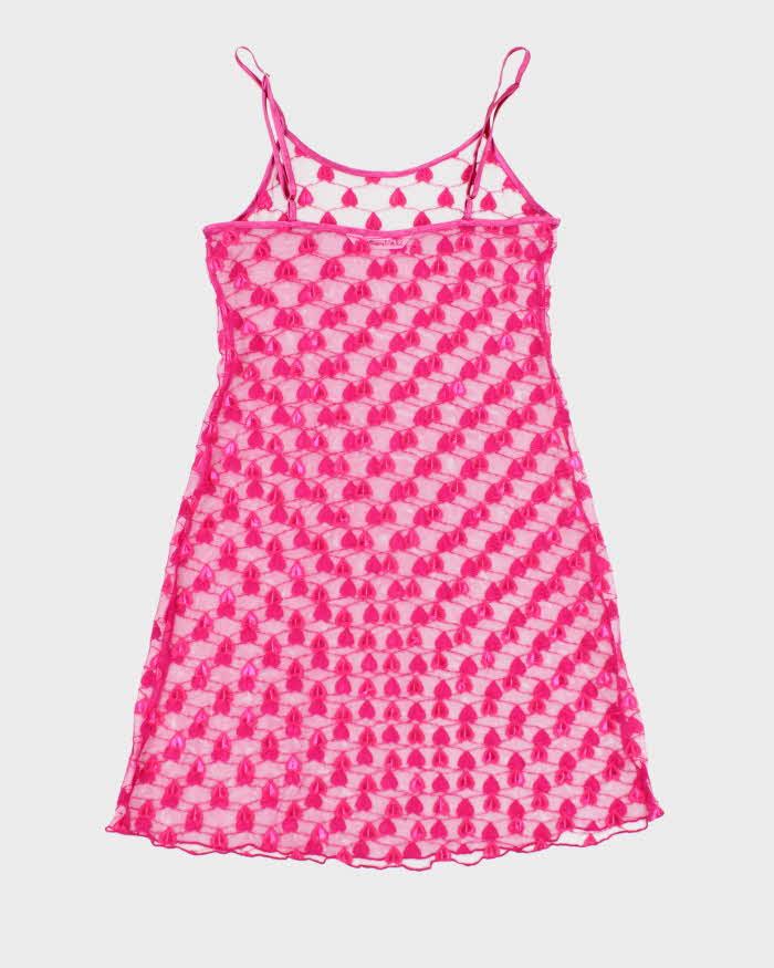 Vintage Y2k 00s La Vie En Rose Mesh Slip Dress - S