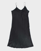 Vintage 90s Winter Silks Black Silk Slip Dress - L
