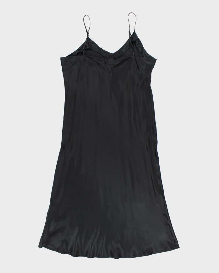 Vintage 90s Winter Silks Black Silk Slip Dress - L