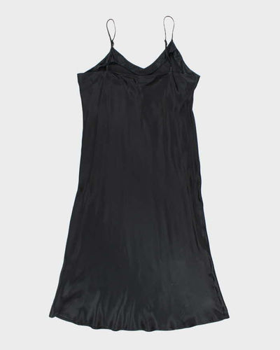 Vintage 90s Winter Silks Black Silk Slip Dress - L