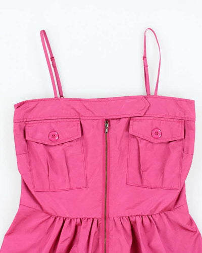 Vintage Y2k 00s Bread n Butter Pink Cargo Mini Dress - S