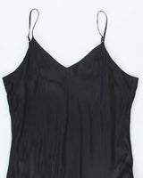 Vintage 90s Winter Silks Black Silk Slip Dress - L