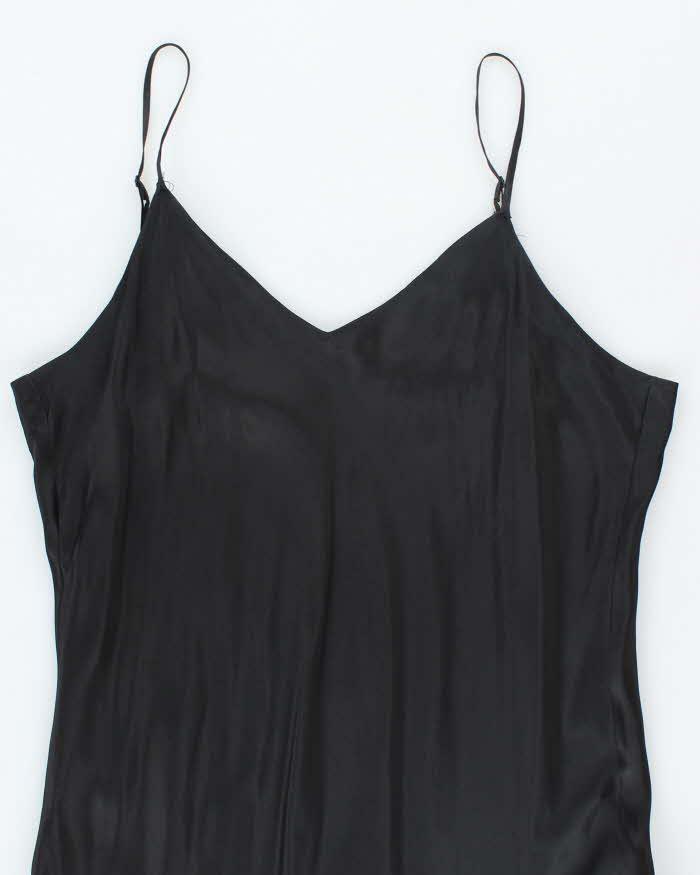 Vintage 90s Winter Silks Black Silk Slip Dress - L