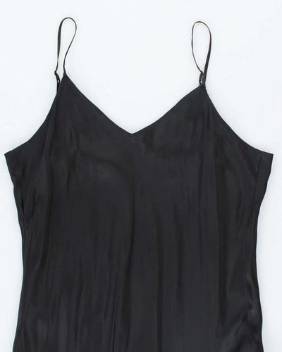 Vintage 90s Winter Silks Black Silk Slip Dress - L