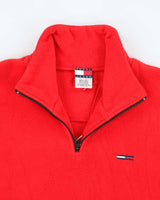Vintage Tommy Jeans Red Quarter-Zip Fleece - XL