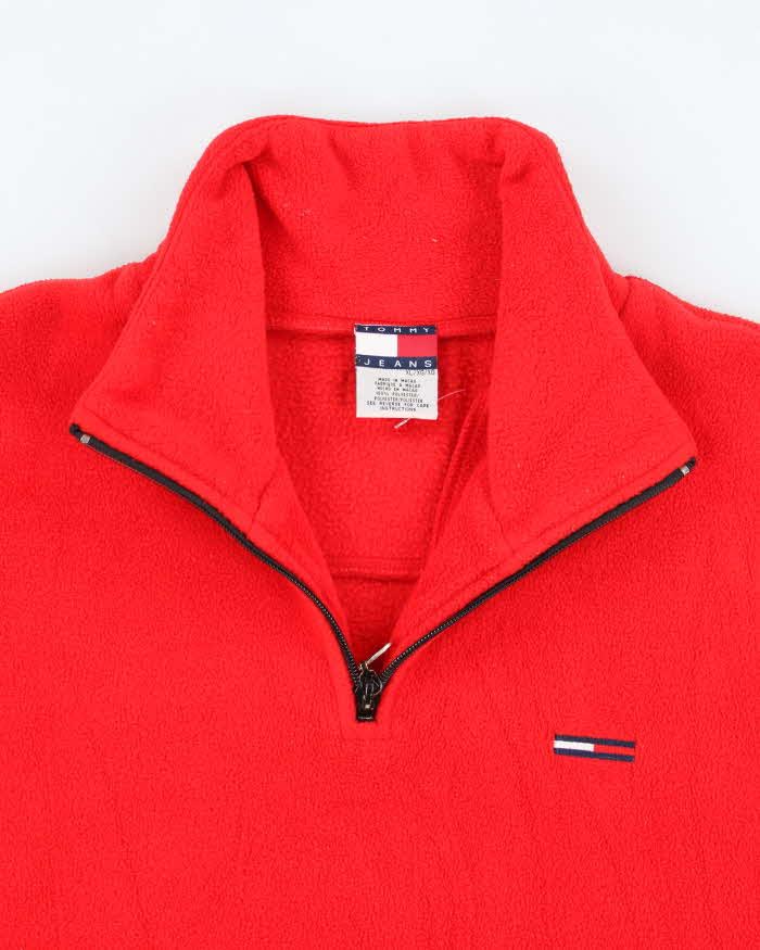 Vintage Tommy Jeans Red Quarter-Zip Fleece - XL