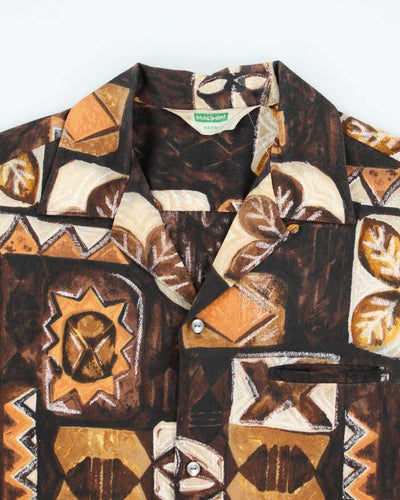 Vintage 60s Malihini Brown Hawaiian Shirt - L