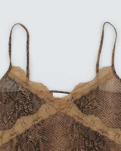 Vintage Y2k 00s Buch Snake Print Mesh Cami - S