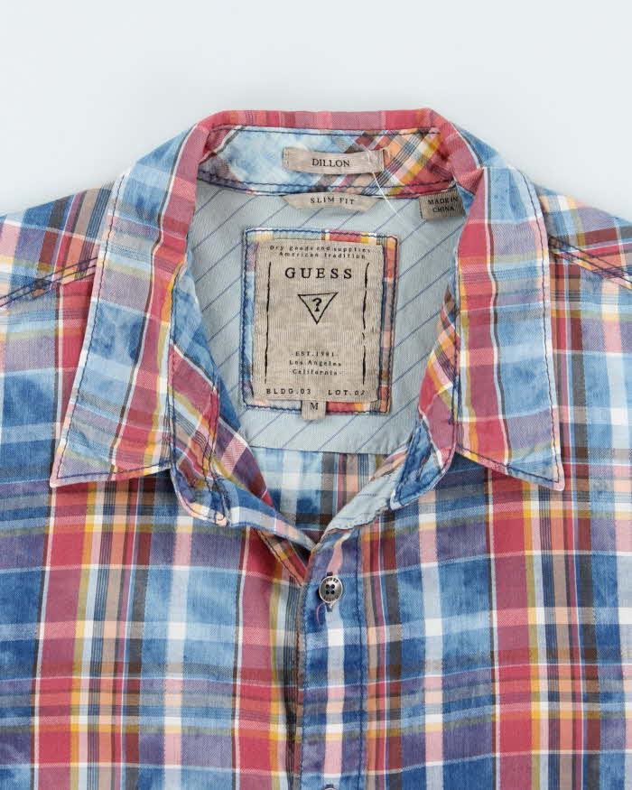 Vintage Y2k 00s Guess Checked Long Sleeve Shirt - M