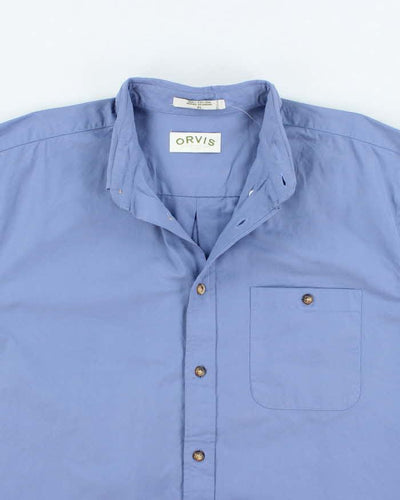 Vintage Orvis Plain Blue Long Sleeve Shirt - XL