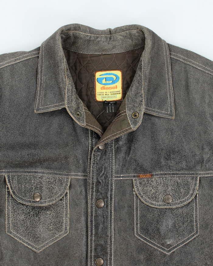 Vintage 90s Diesel Distressed Oversized Leather Jacket - XL